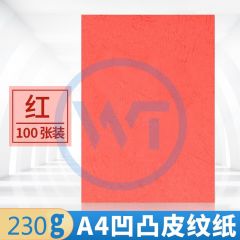 皮纹纸 A4凹凸压纹纸/皮纹纸160g 100张/包 红色