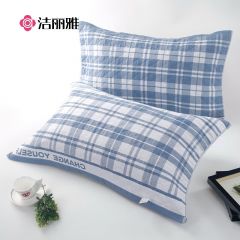 洁丽雅 三层纱布枕头巾  格律-蓝 78*52cm一对装