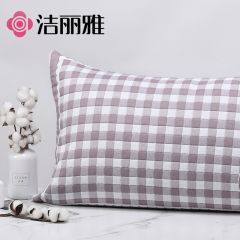 洁丽雅枕巾 三层提花枕巾 北欧小房子驼色 一对装