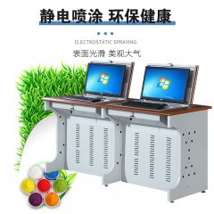 中伟培训桌翻转式多媒体电教室中控机箱后置学生机房双人钢制办公桌1600*600*750