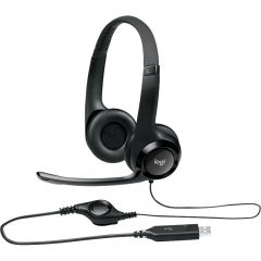 罗技（Logitech） H390 头戴式立体声耳机耳麦 USB有线耳机带麦 电脑笔记本办公耳麦培训 石墨黑