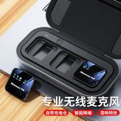 纽曼MC90无线领夹麦克风直播K歌户外采访小蜜蜂专业收音麦降噪随声无线话筒一拖一 自带充电仓