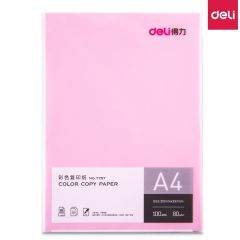 得力（deli）7757 A4彩色复印纸/彩色打印纸/手工折纸剪纸彩纸 80G100张/包 浅红色