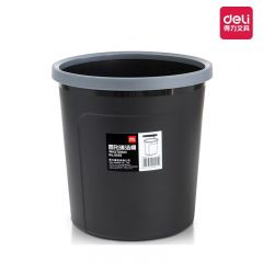 得力（deli）9555 大号垃圾桶 办公垃圾桶 垃圾纸篓 圆形 9.5L 黑色