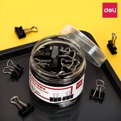 得力 8566 6# 黑色长尾夹 15mm 60只/筒 60筒装