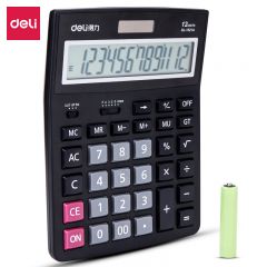得力 1521A 12位双电源大显示屏桌面计算器 黑色