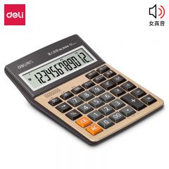 得力 1541A 2位大屏幕语音语音计算器 金色