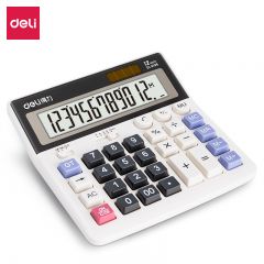 得力 2136 双电源12位大屏横式桌面计算器 白色