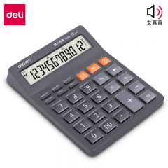 得力TE201 语音宽屏显示计算器 灰色