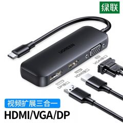 绿联 60568 CM260 3合1拓展坞 Type-C转DP+HDMI+VGA