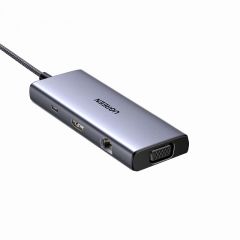 绿联 15599 CM498 7合1扩展坞 USB转3*USB3.0+HDMI+VGA+RJ45+PD