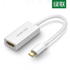 绿联 40273 Type-C转HDMI转接线 白色 0.1米