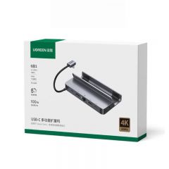绿联 15388 CM666 六合一拓展坞 USB-C转USB-A3.0*2+USB-C 3.0+HDMI+PD+RJ45