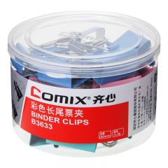 齐心 B3633长尾票夹 3# 32mm 24只/筒 彩色