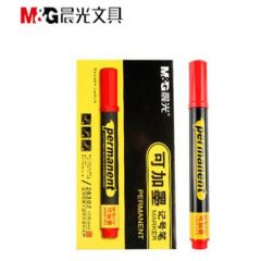 晨光红色 记号笔可加墨单头油性标记笔 APM26302