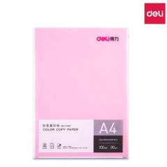 得力（deli）7757 A4彩色复印纸/彩色打印纸/手工折纸剪纸彩纸 80G100张/包 浅红色