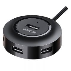 绿联 20277 CR106 4口USB分线器 一拖四拓展坞 USB-C转换器 1米 黑色