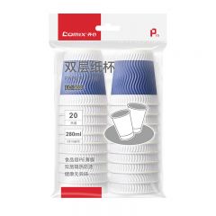 齐心 LC-303 双层纸杯280ml 20个装