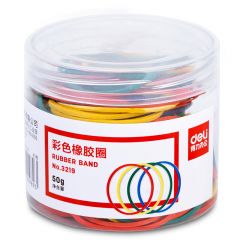 得力 3219 彩色橡胶圈 橡皮筋 橡皮圈 50g/筒