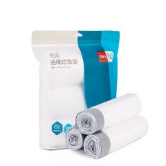 得力 LQ191 免撕抽绳垃圾袋 45*50cm 白色 3卷/包