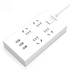 得力18282 插座 4位+3USB 2米