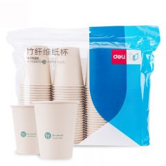 得力 19208 竹纤维纸杯 250ml 100只/袋 1袋