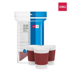 得力 19213 一次性双层纸杯 20只/袋 228ml 红色