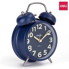 得力 9036 纯色大字体闹钟 低噪夜灯 蓝色
