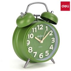 得力 9036 纯色大字体闹钟 低噪夜灯 绿色