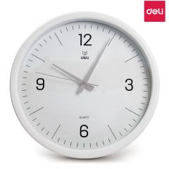 得力 9006S-WH 挂钟 石英钟圆形时钟 白色 31cm