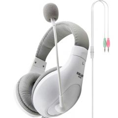 声籁 A566 头戴式耳机耳麦 有线带麦双插头 3.5mm 白色