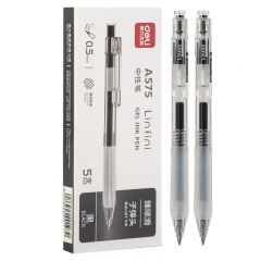 得力 A575 按动中性笔 0.5mm 黑色 5支/盒 1盒