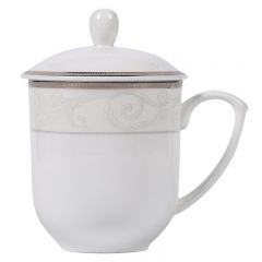 宜宜 008 浮雕银边骨瓷会务杯 400ml
