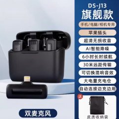 德顺 J13 无线领夹麦克 一拖二 领夹麦+苹果口