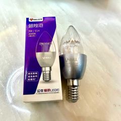 公牛 3W蜡烛泡 小口白暖光 银色 5个/组