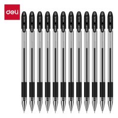 得力 S55 拔帽式半针管中性笔 签字笔 0.5mm 黑色 12支/盒