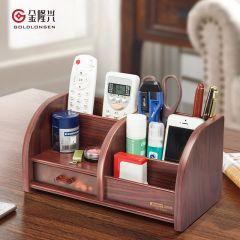 金隆兴 c2031 木质笔筒 多功能创意桌面分类收纳盒