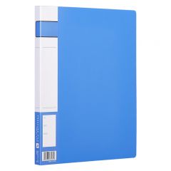 齐心 A602 A4单强力夹+插袋 A4文件夹 资料夹 蓝色