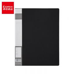齐心 A602 A4单强力夹+插袋 A4文件夹 资料夹 黑色