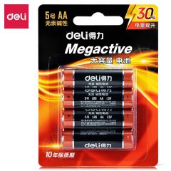 得力 18501 5号电池 碱性干电池 适用遥控器/电子秤/无线鼠标/计算器等 4粒/卡